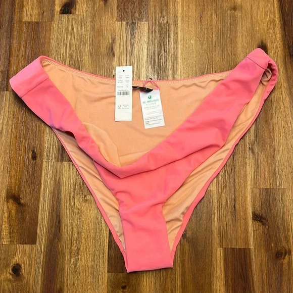 J. Crew NWT pink Curve Waist Cheeky Bikini Bottom Women’s Size L - Picture 2 of 3
